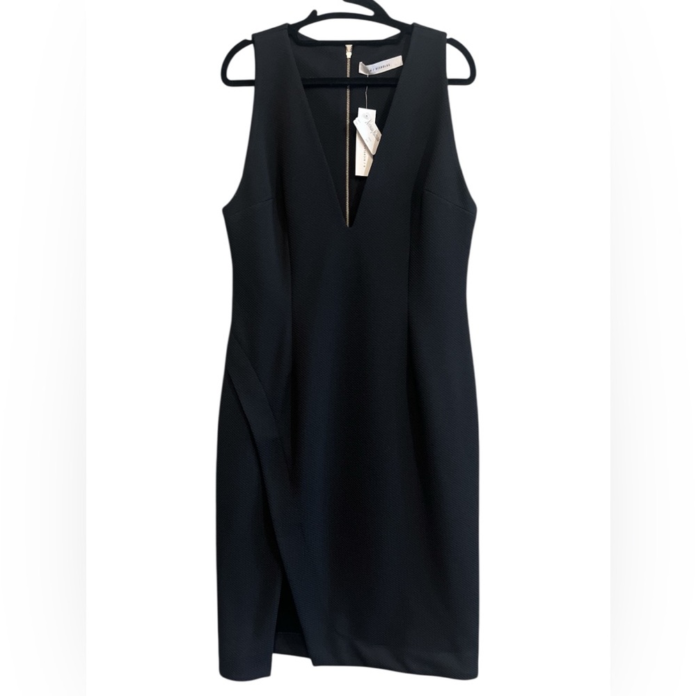 N Nicholas Midi Black Deep V-Neck Dress Size 12